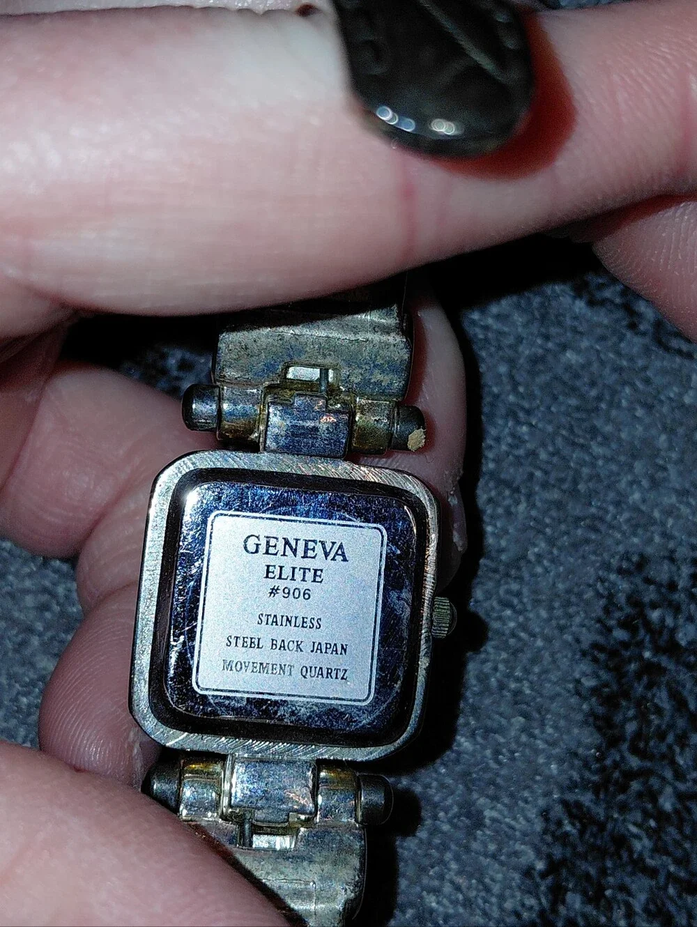 Vintage Geneva Elite Silver Cuff Watch Square Face Y2K Art Deco Quartz CC